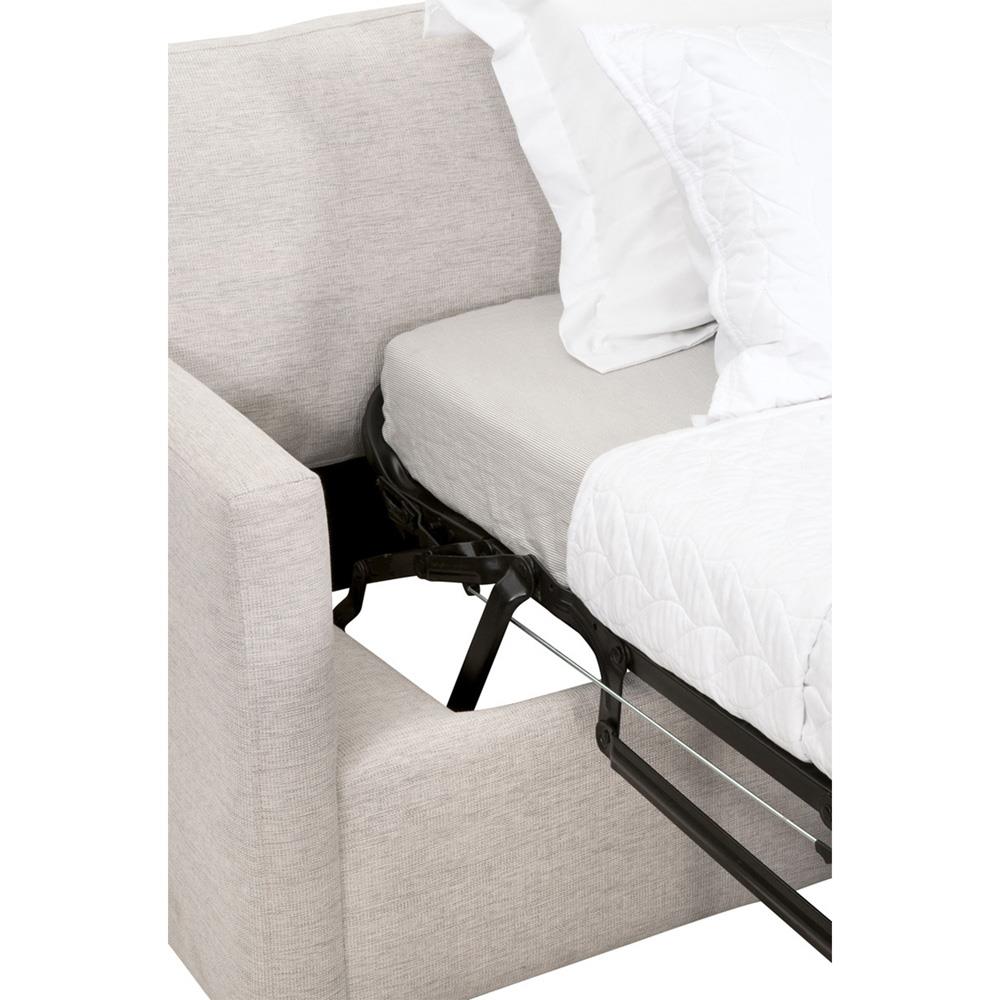 Davis Modern Classic White Upholstered Grey Oak Cushion Back Sleeper Sofa - 86"W|