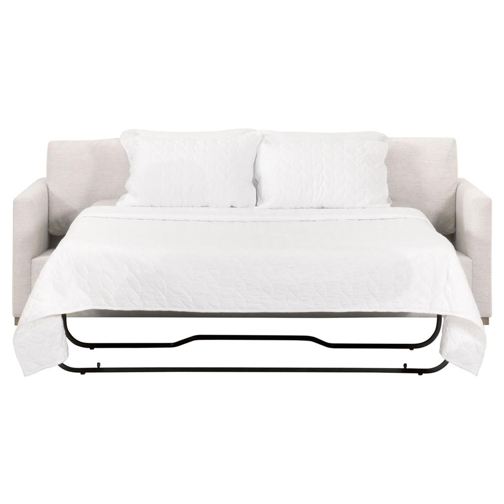Davis Modern Classic White Upholstered Grey Oak Cushion Back Sleeper Sofa - 86"W|