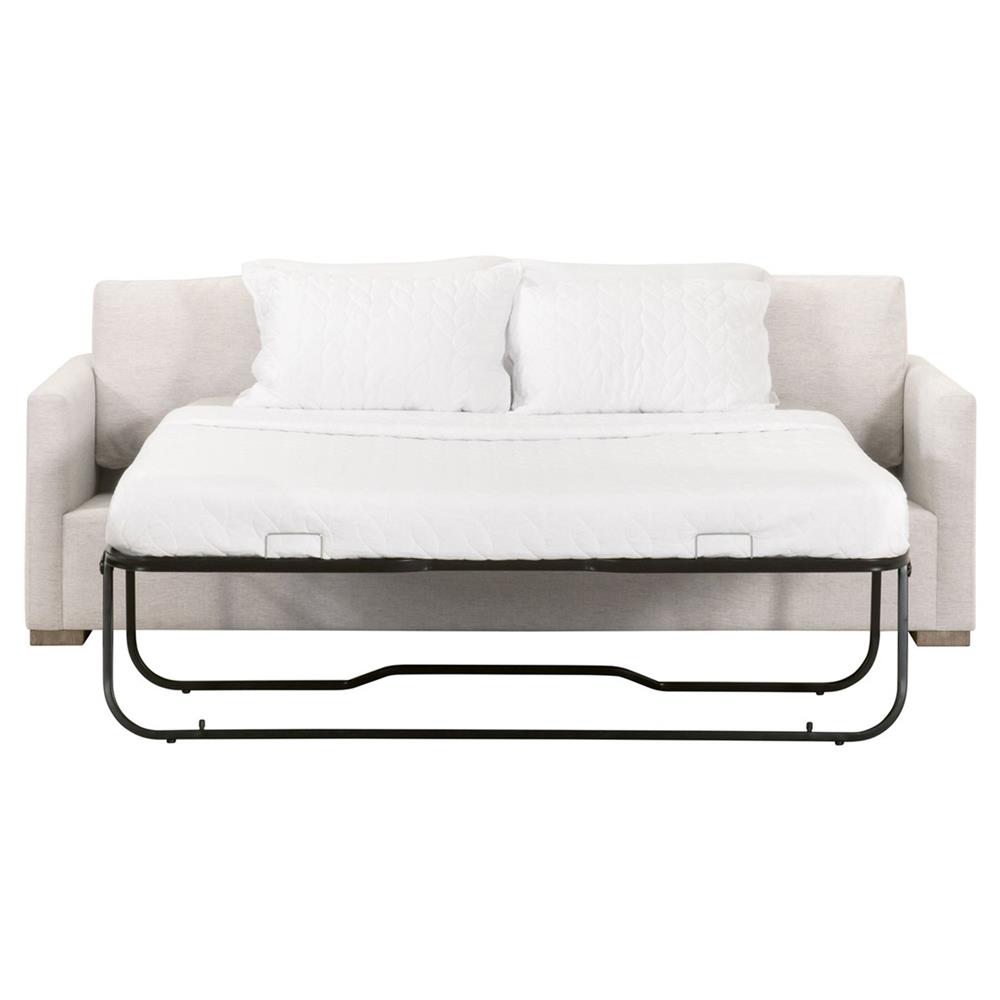 Davis Modern Classic White Upholstered Grey Oak Cushion Back Sleeper Sofa - 86"W|