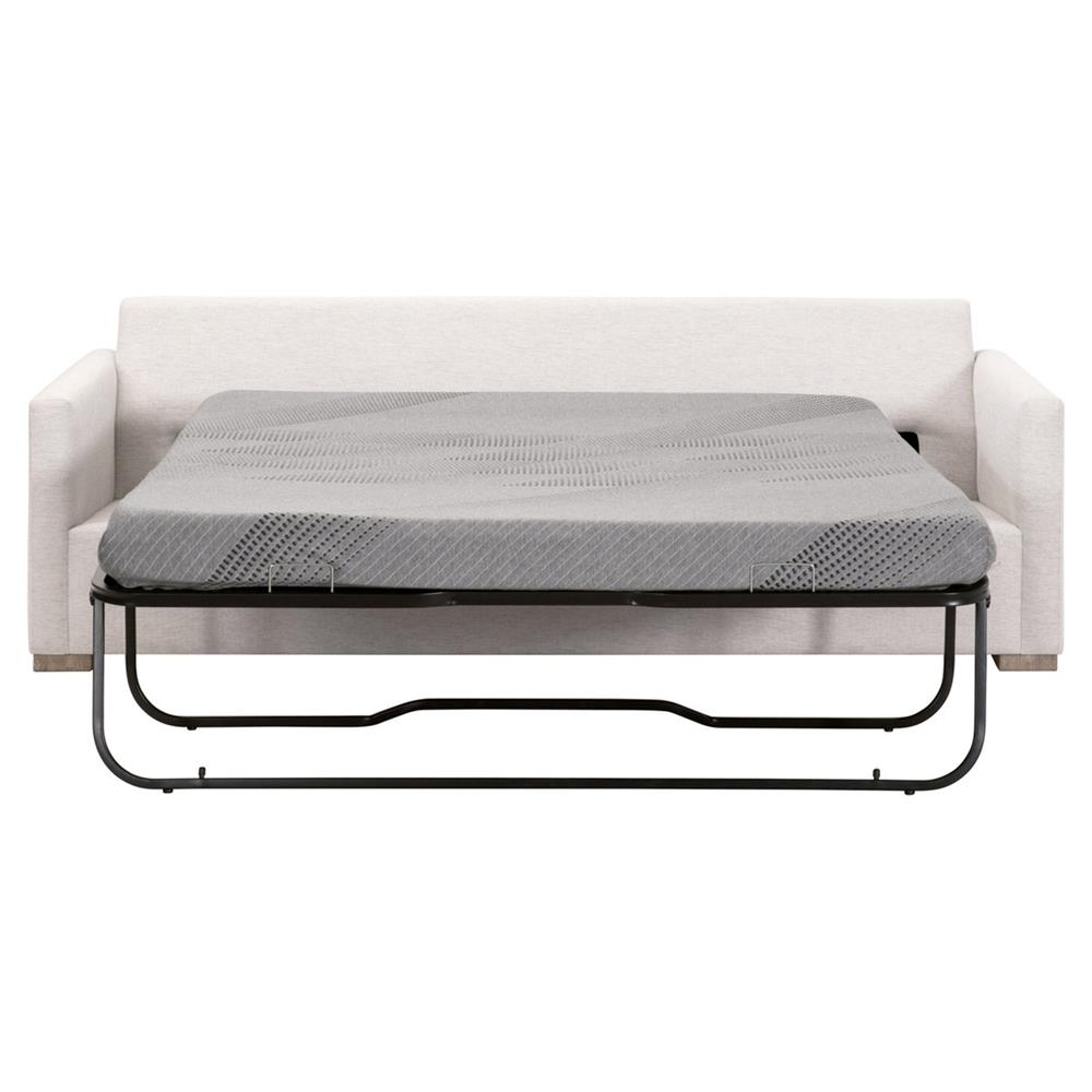 Davis Modern Classic White Upholstered Grey Oak Cushion Back Sleeper Sofa - 86"W|