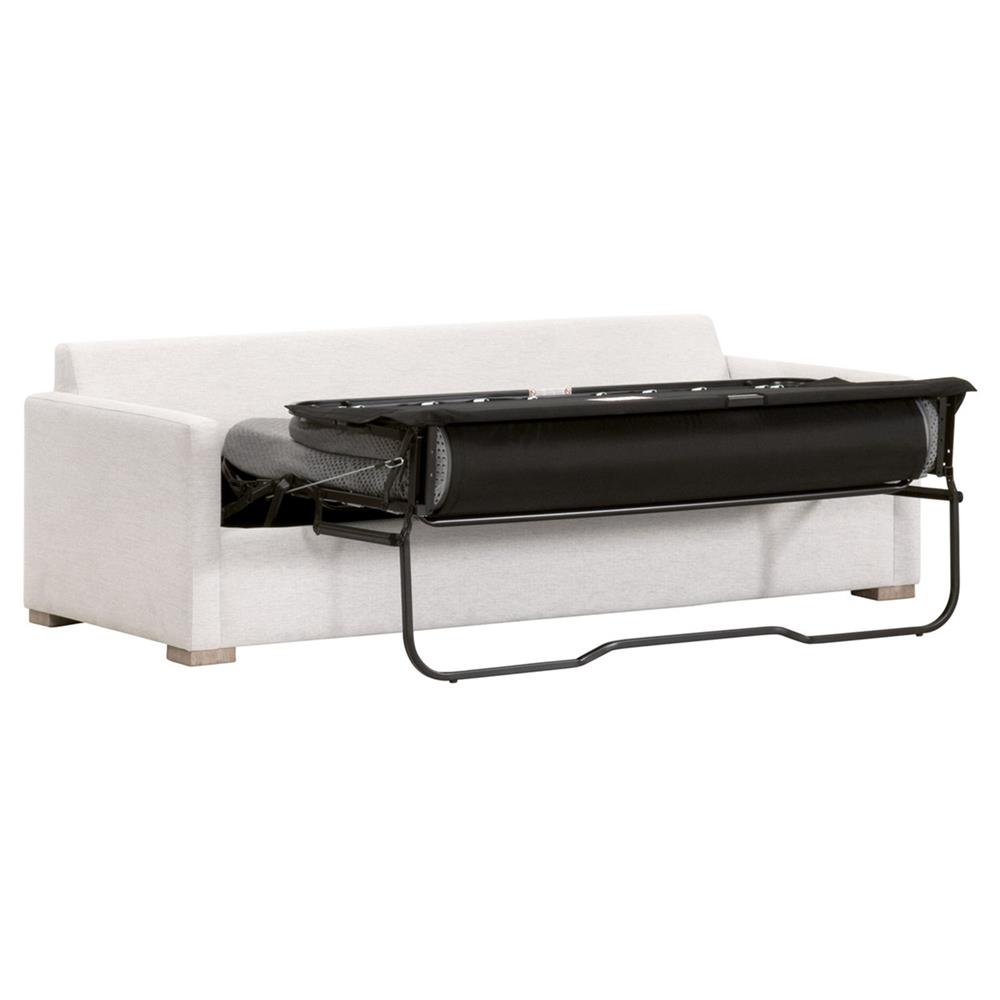 Davis Modern Classic White Upholstered Grey Oak Cushion Back Sleeper Sofa - 86"W|