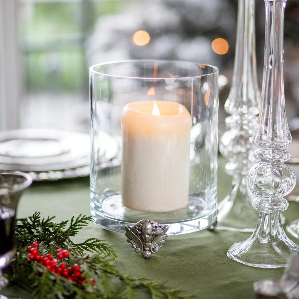 Giovanna French Country Clear Glass Footed Hurricane Candleholder | Kathy  Kuo Home, image size:1000x1000