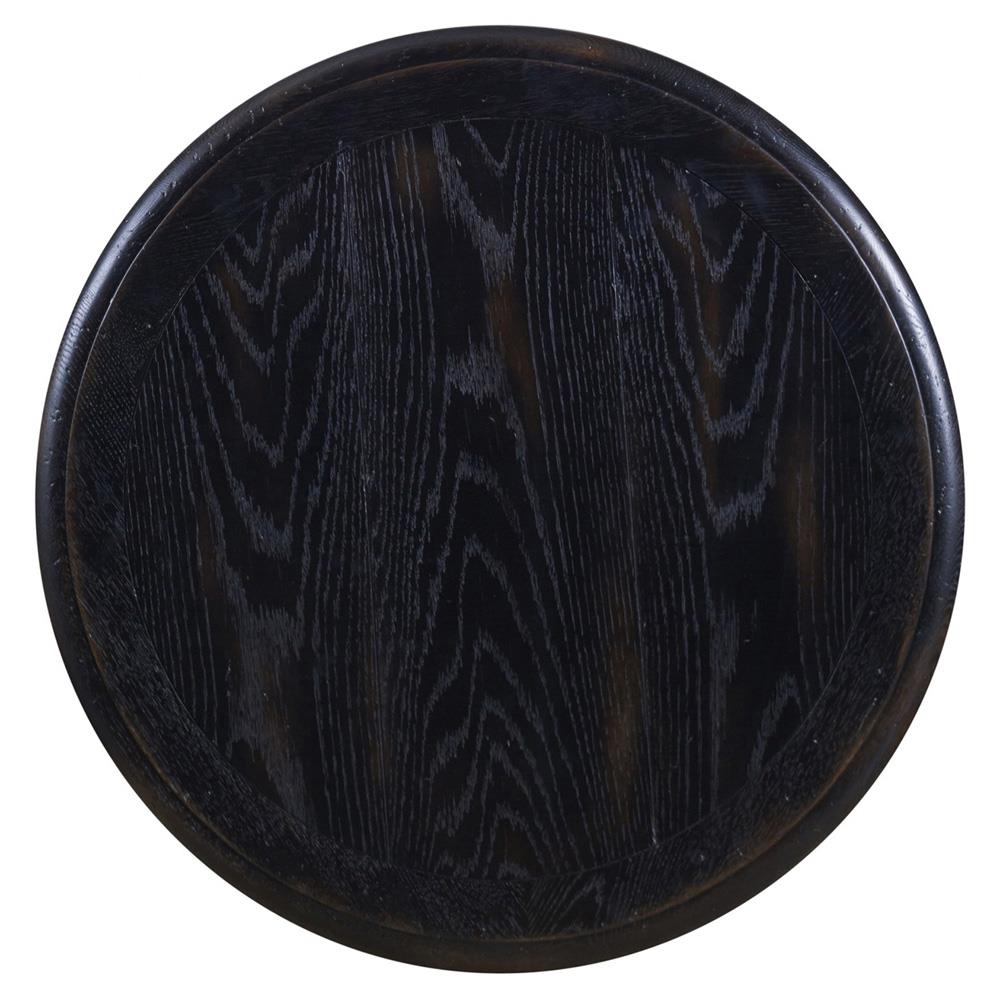 Century Grand French Country Ebonized Brown Oak Round Pedestal Side Table|