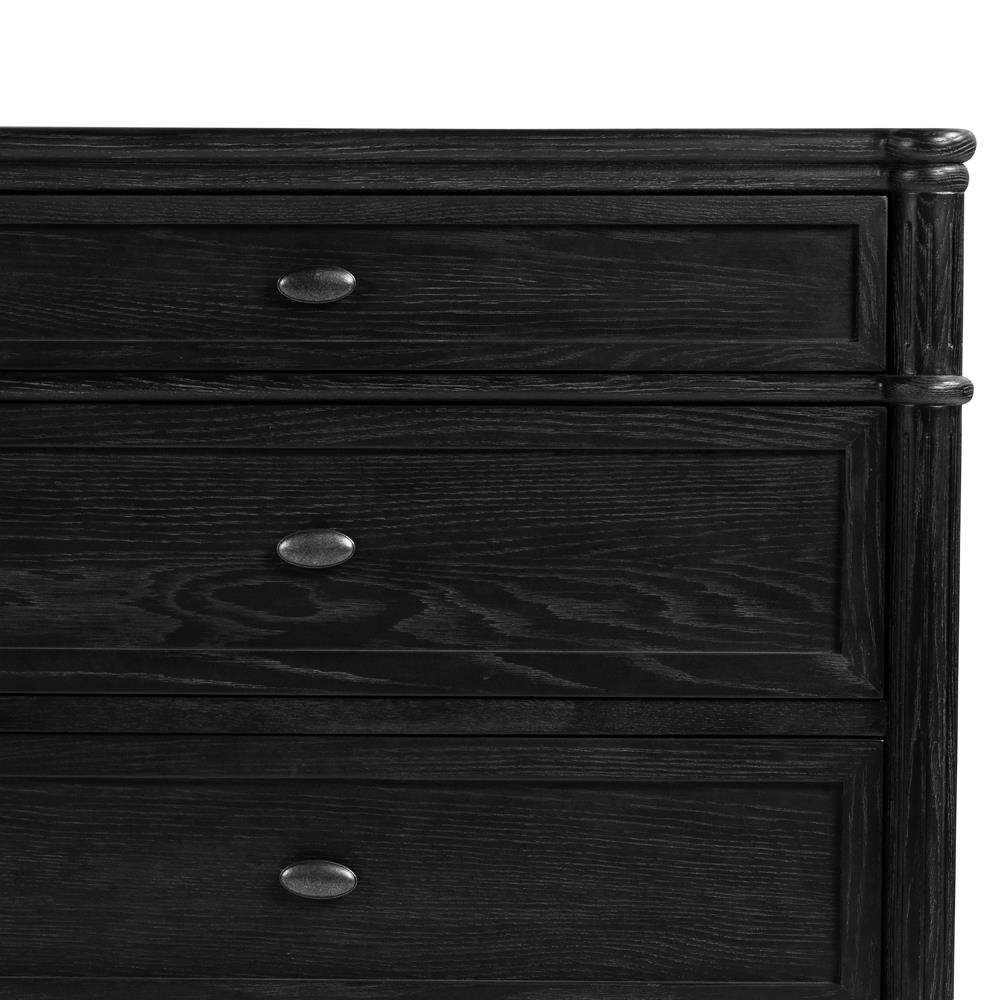 Tacorey Rustic Lodge Black Solid Oak Wood 6 Drawer Double Dresser|