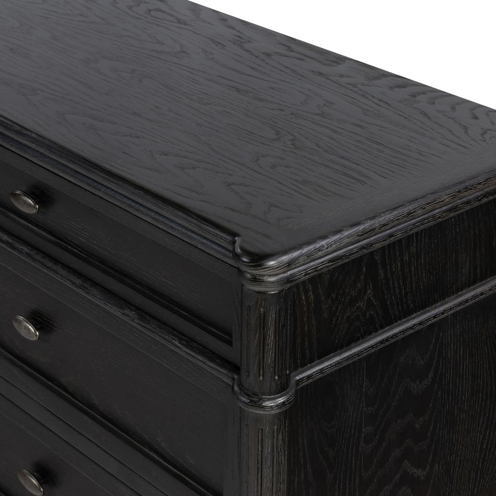 Tacorey Rustic Lodge Black Solid Oak Wood 6 Drawer Double Dresser|