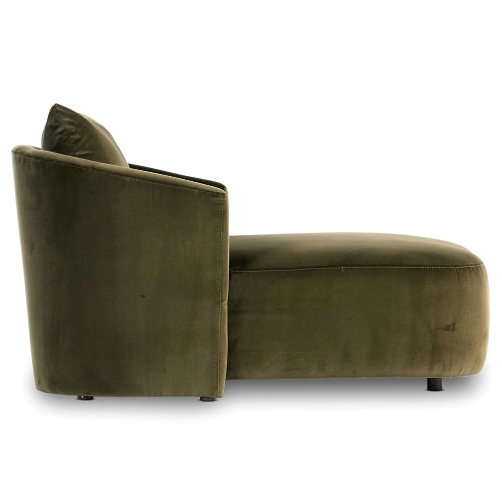 Paolo Modern Classic Olive Green Upholstered Chaise Lounge|