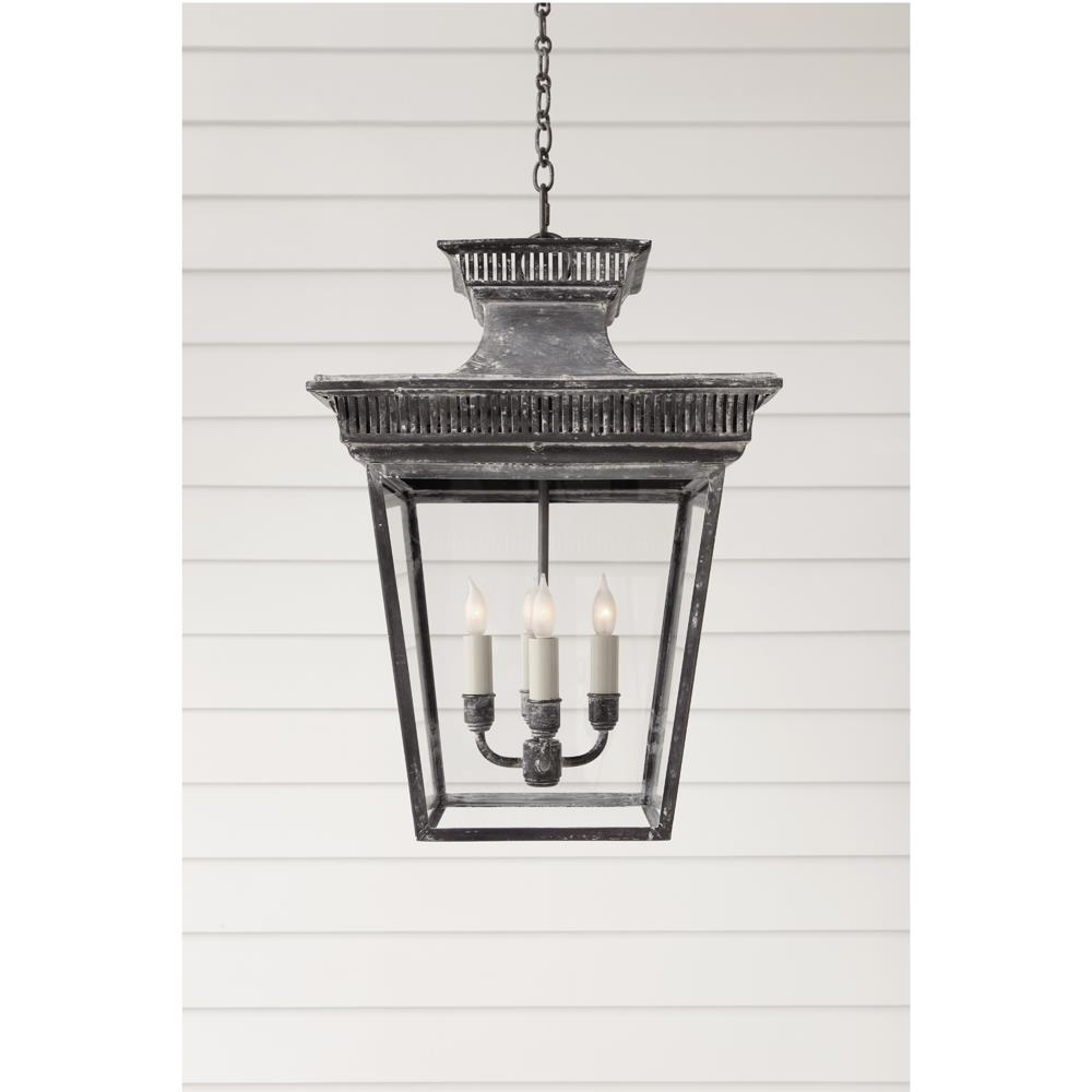 Visual Comfort Elsinore French Weathered Zinc Metal Outdoor Hanging Lantern|