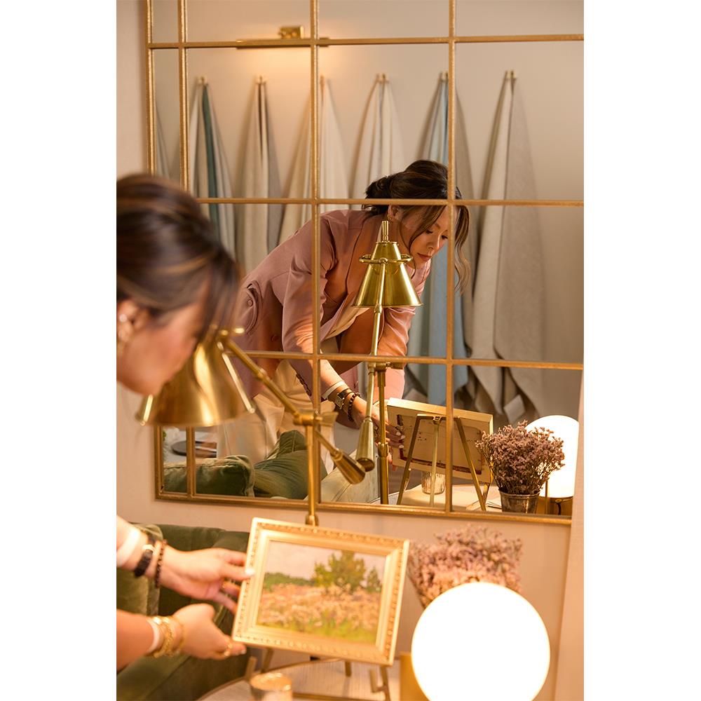 Visual Comfort Goodman Modern Antique Brass Task Floor Lamp|