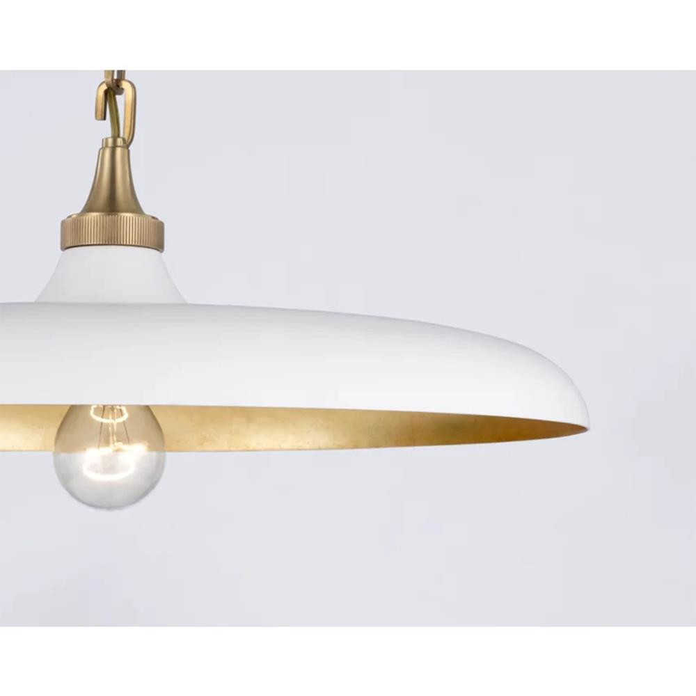 Visual Comfort Piatto Antique Brass Plaster White Shade Pendant - Medium