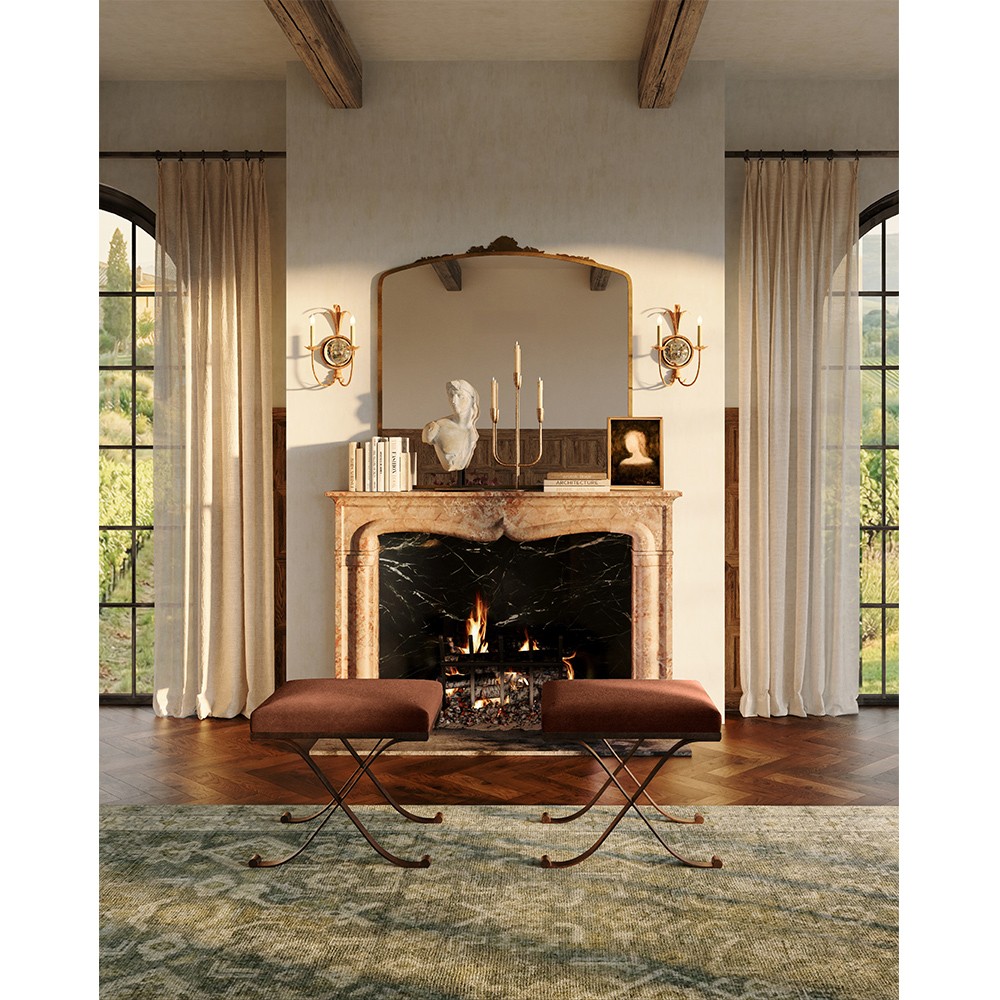 Visual Comfort Gramercy French Country Gilded Iron Frame Double Sconce|