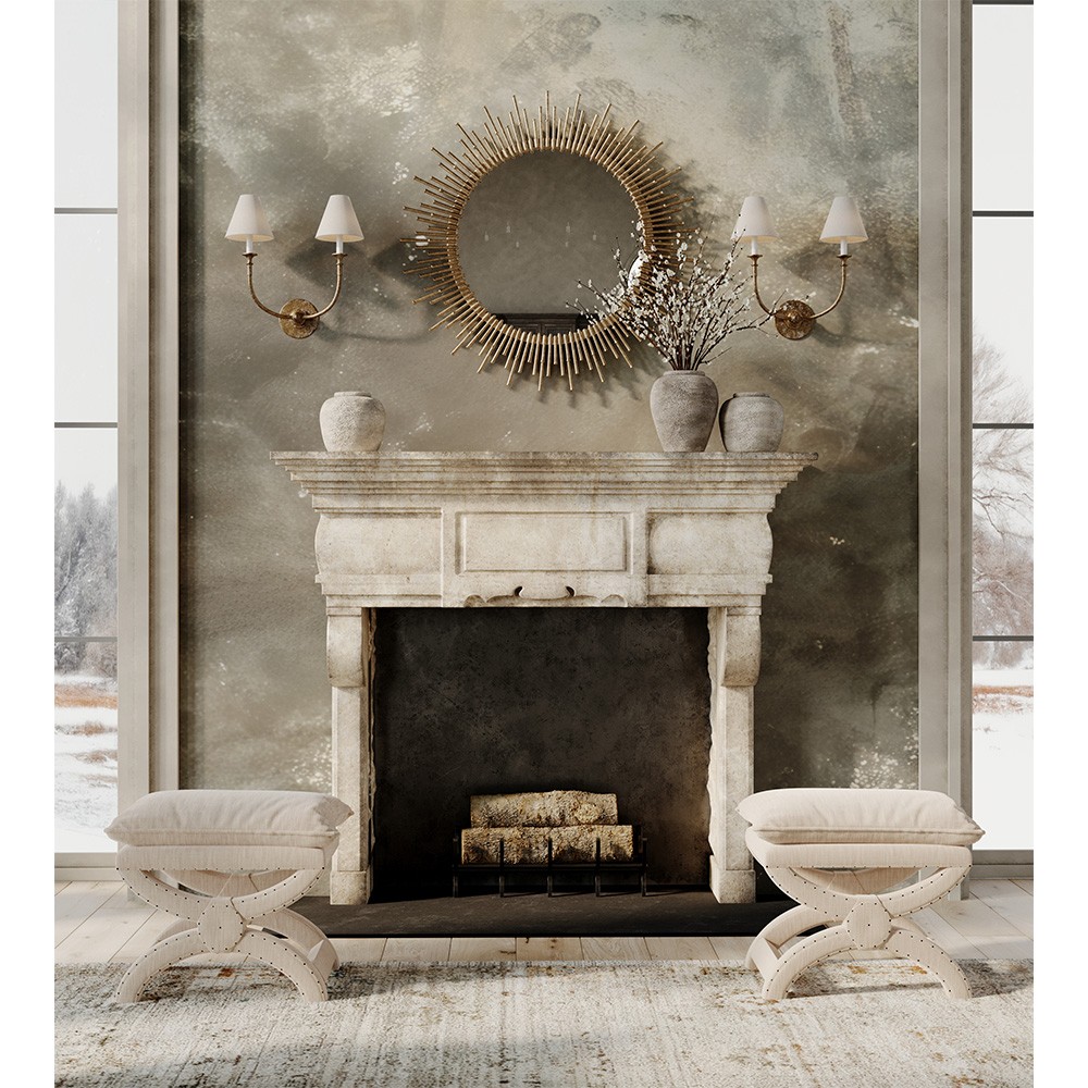 Visual Comfort Piaf Modern Classic Antique Gild Metal Linen Shade Wall Sconce|