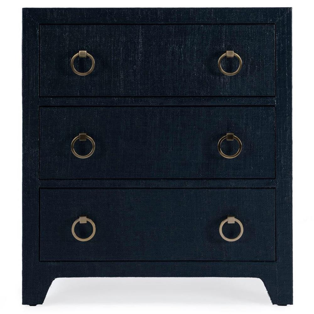 Bien Modern Classic Navy Blue Raffia Chest Nightstand Standard (21