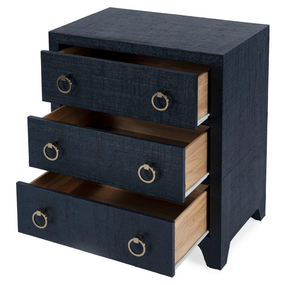 Bien Modern Classic Navy Blue Raffia Chest Nightstand Standard (21