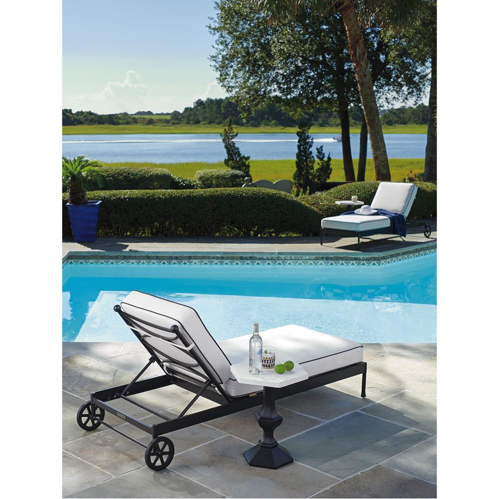Pavlova French White Sunbrella Aluminum Outdoor Chaise Lounge|