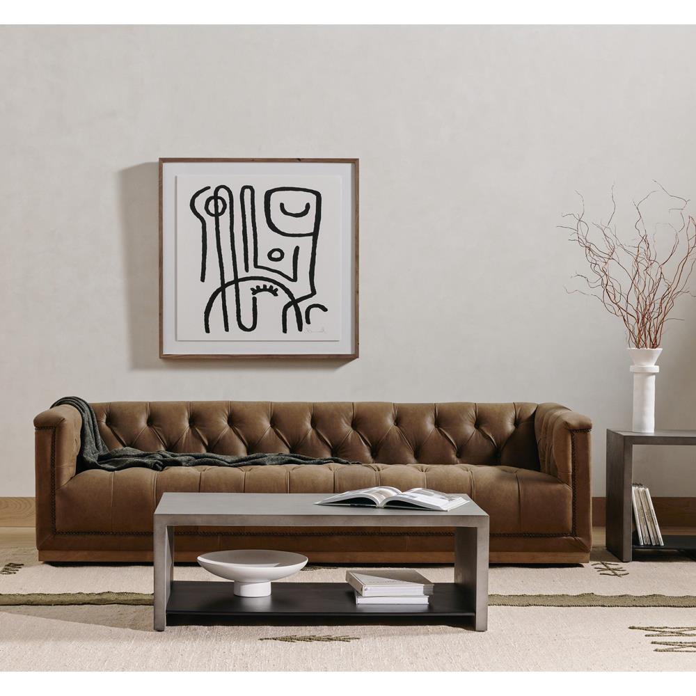 Matthew Industrial Loft Grey Concrete Rectangular Coffee Table|