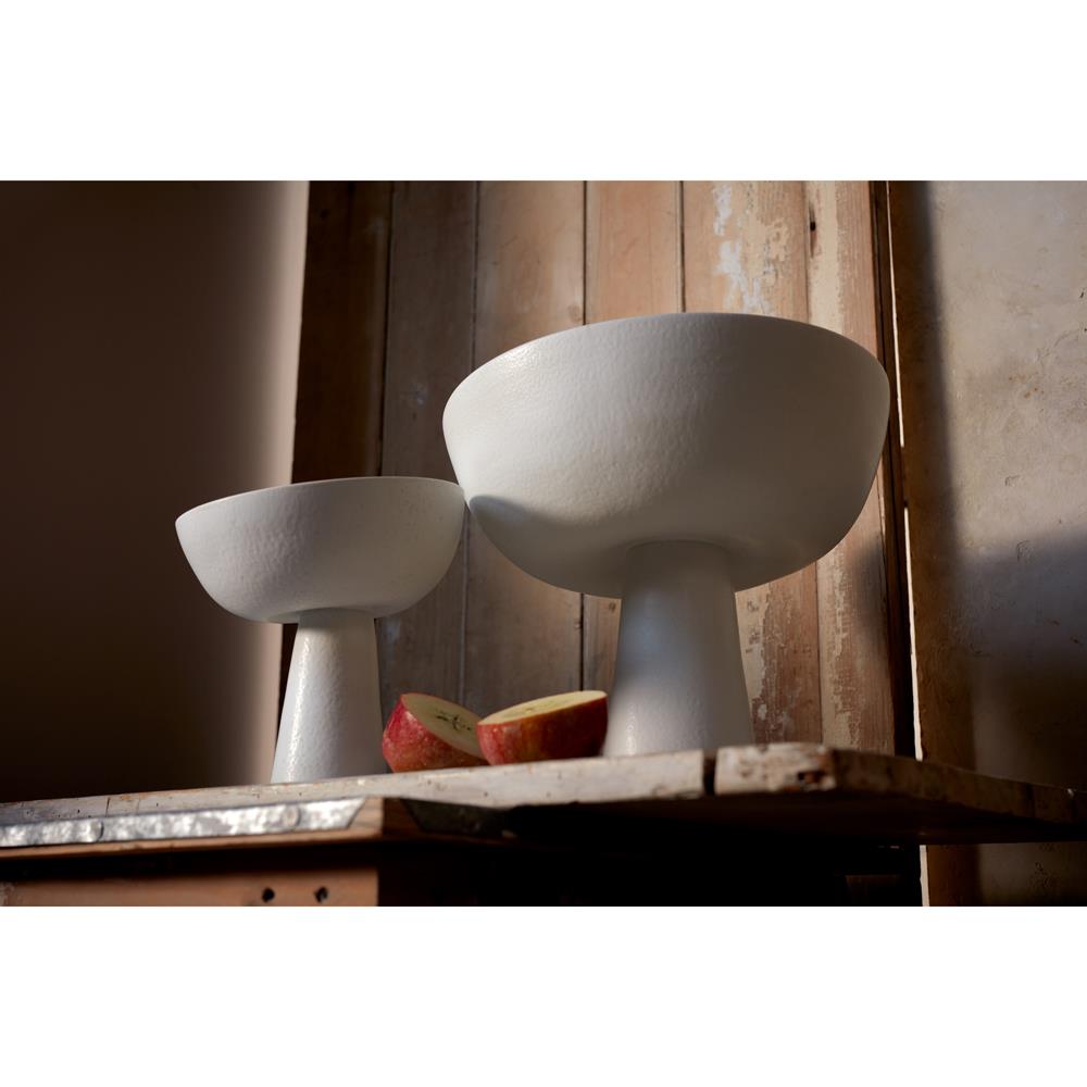 L'Objet Terra Modern Classic Stone White Porcelain Footed Serving Bowl - Small|