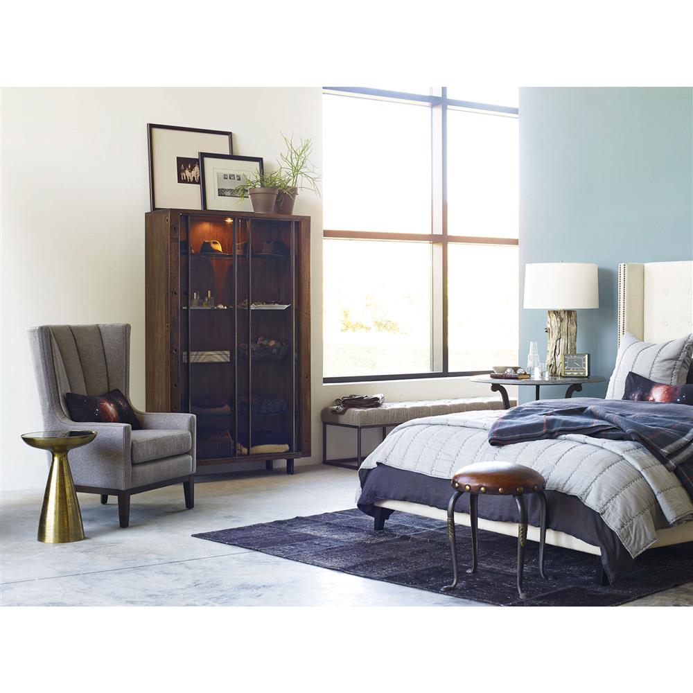 Lupe Industrial Loft Ash Glass Top Gold Aluminum Pedestal Round Side End Table|