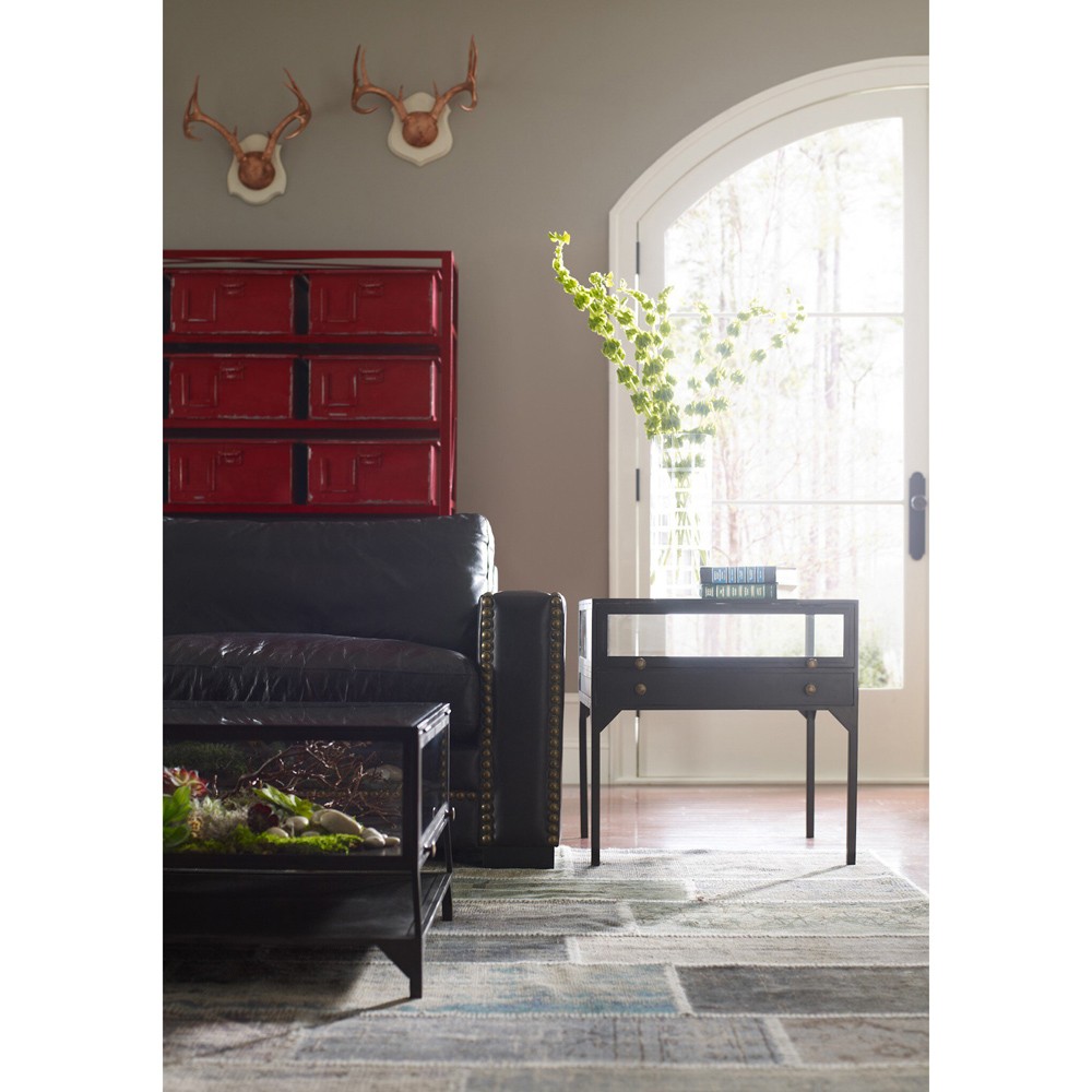 Katren Industrial Loft Tempered Glass Top Black Iron Frame Coffee Table|