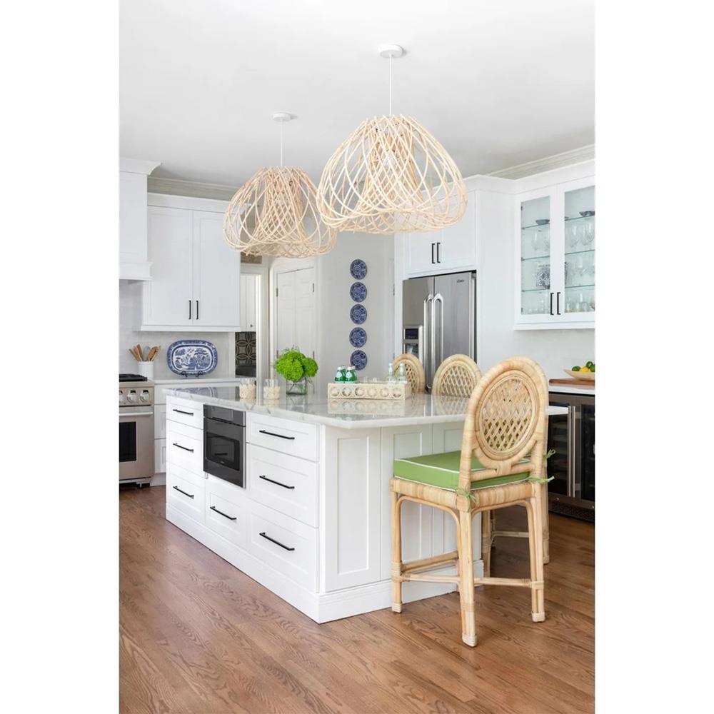 Louise Coastal Beach Natural Handwoven Rattan Counter Stool|