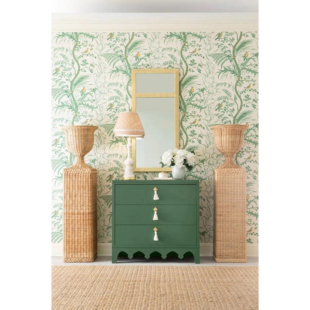 Cailee Coastal Beach Natural Handwoven Faux Rattan Outdoor Plinth Pedestal - 43"|