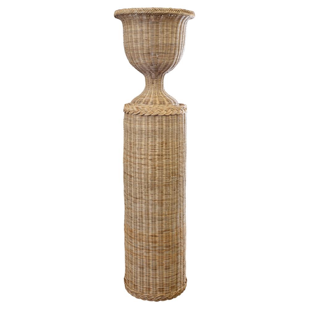 Riona Coastal Beach Natural Handwoven Rattan Plinth Pedestal - 43"|