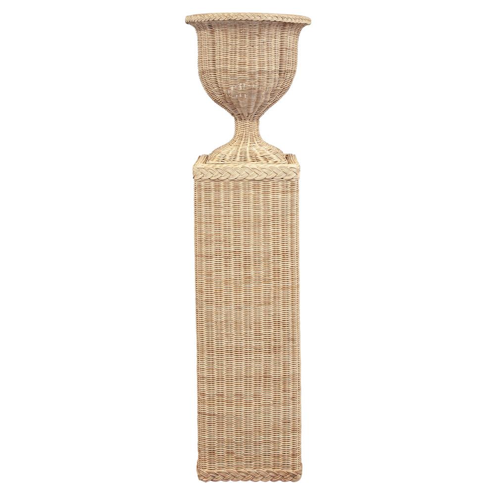 Riona Coastal Beach Natural Woven Rattan Square Base Urn Pot Planter|