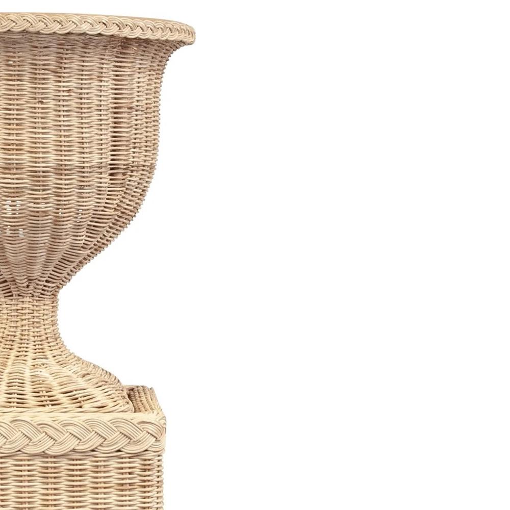 Riona Coastal Beach Natural Woven Rattan Square Base Urn Pot Planter|