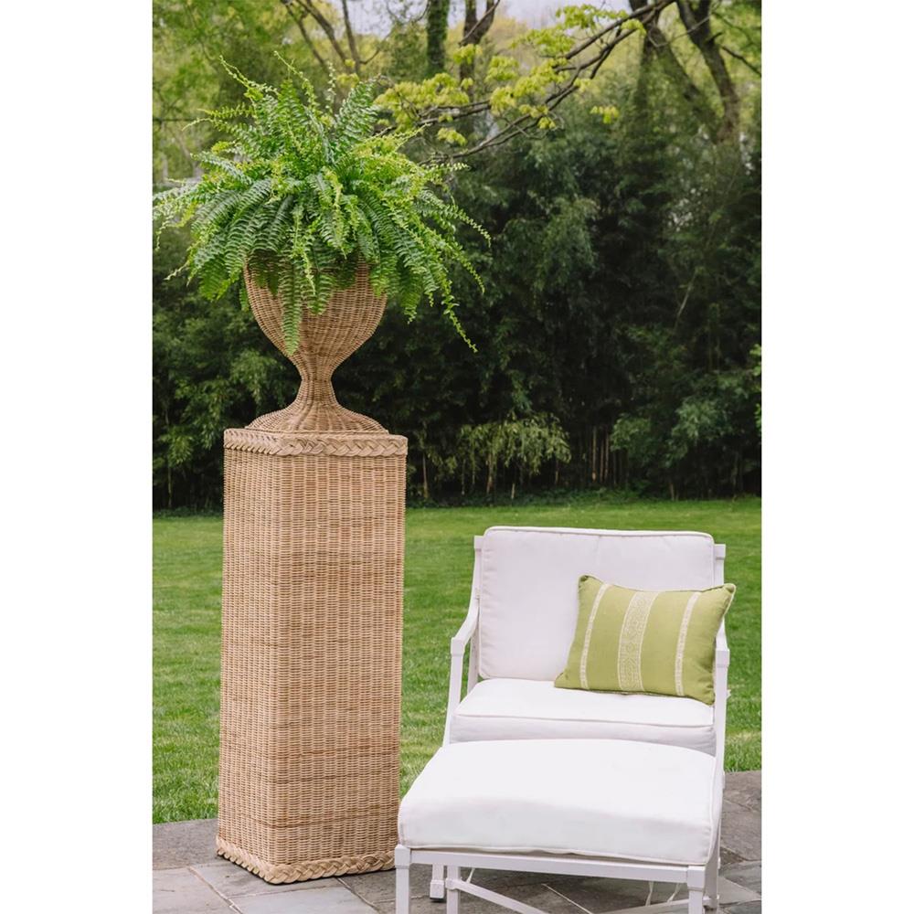 Riona Coastal Beach Natural Woven Rattan Square Base Urn Pot Planter|