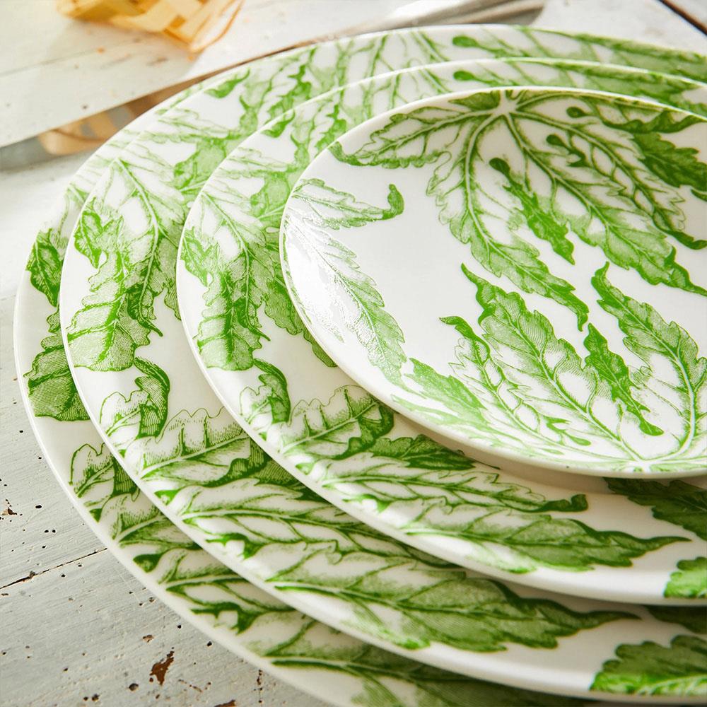 Freya French Country White Porcelain Green Floral Dinner Plate|