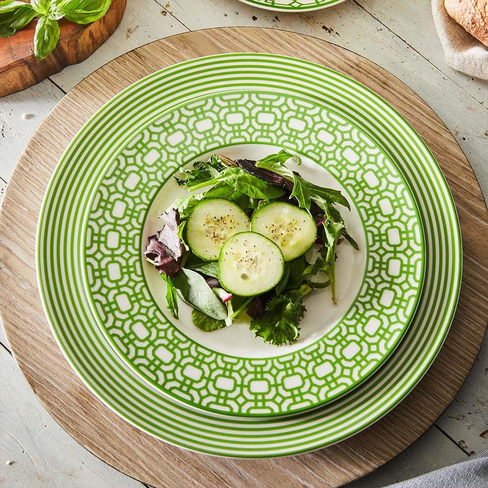 Newport Coastal Garden Green Porcelain Salad Plate | Kathy Kuo Home