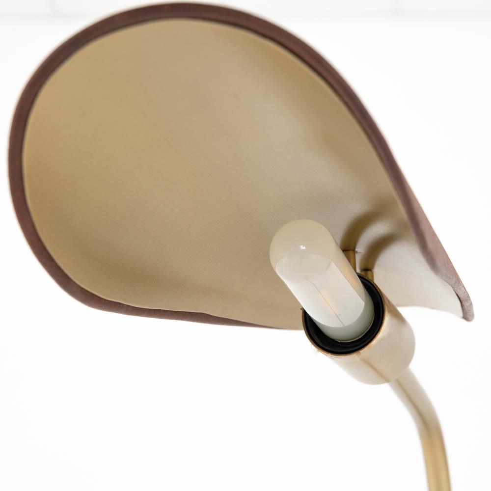 Ashton Rustic Lodge Brass Iron Brown Leather Shade Task Reading Floor Lamp|