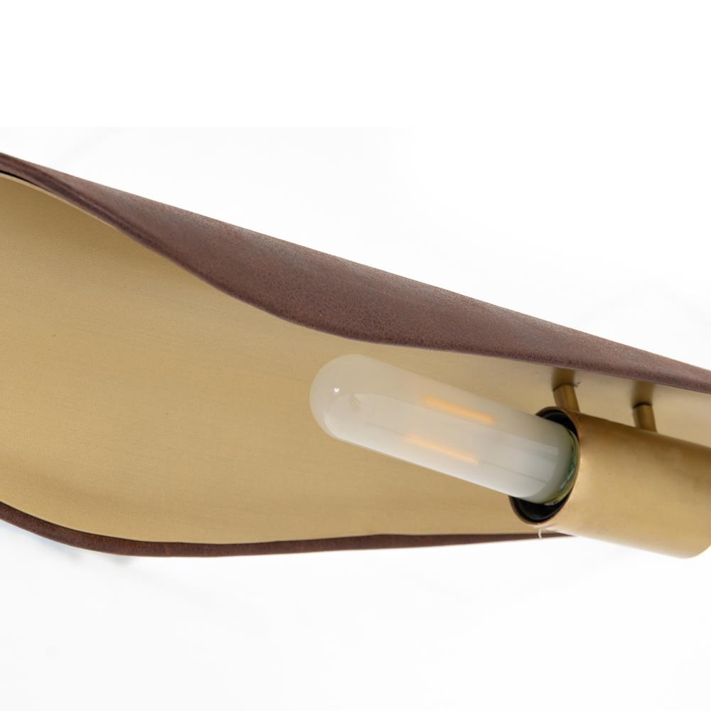 Ashton Rustic Lodge Brass Iron Brown Leather Shade Task Reading Floor Lamp|