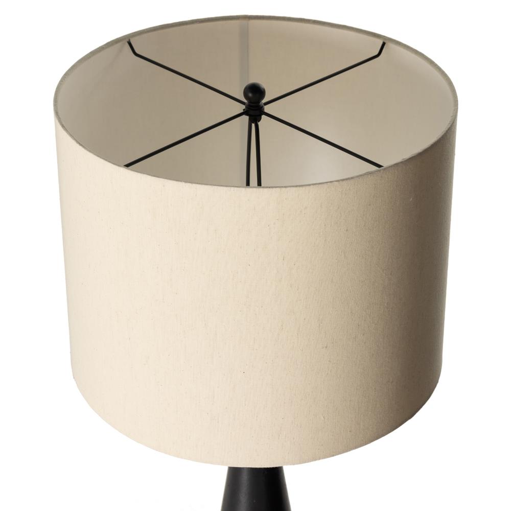 Iris Mid Century Black Aluminum Light Beige Cotton Shade Column Floor Lamp|