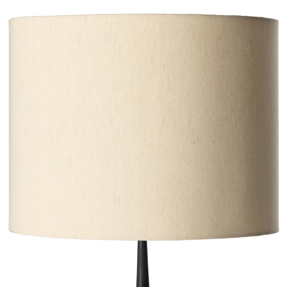 Iris Mid Century Black Aluminum Light Beige Cotton Shade Column Floor Lamp|