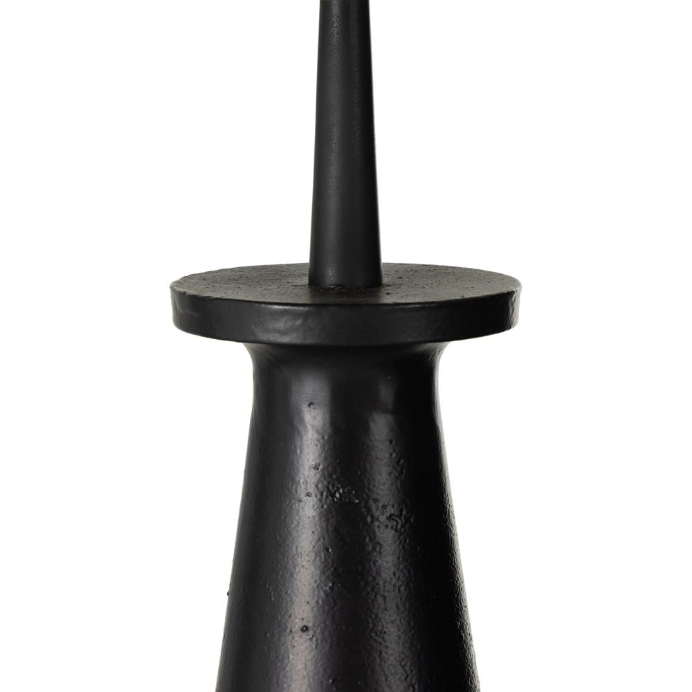 Iris Mid Century Black Aluminum Light Beige Cotton Shade Column Floor Lamp|
