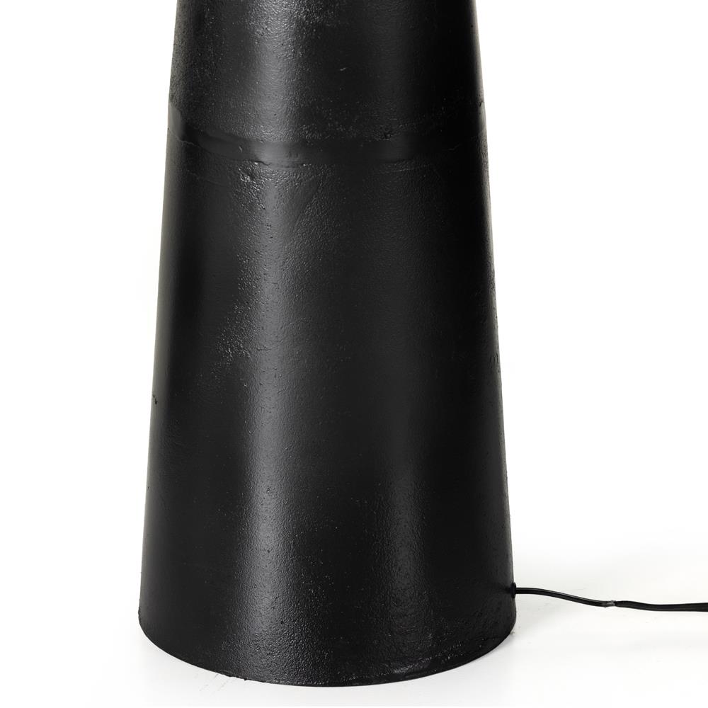 Iris Mid Century Black Aluminum Light Beige Cotton Shade Column Floor Lamp|