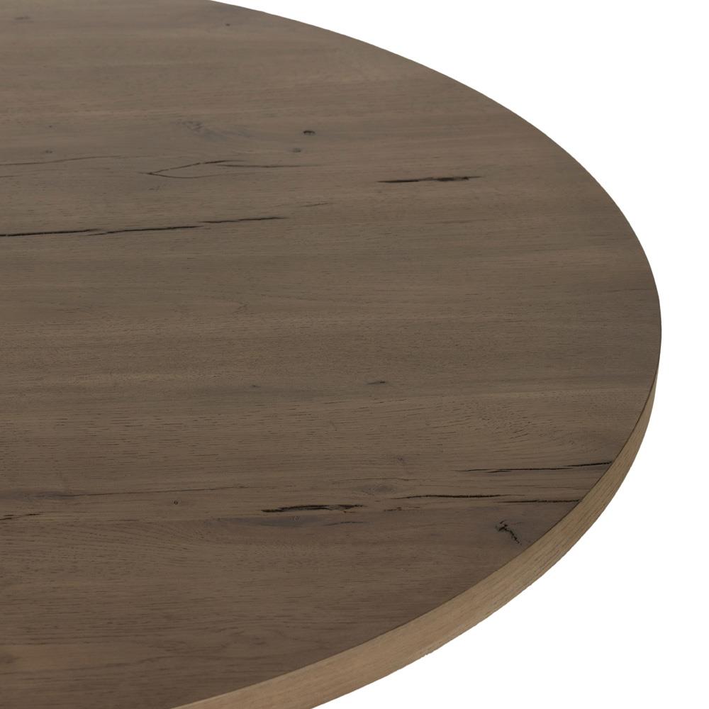 Teddie Rustic Lodge Grey Oak Wood Round Coffee Table|