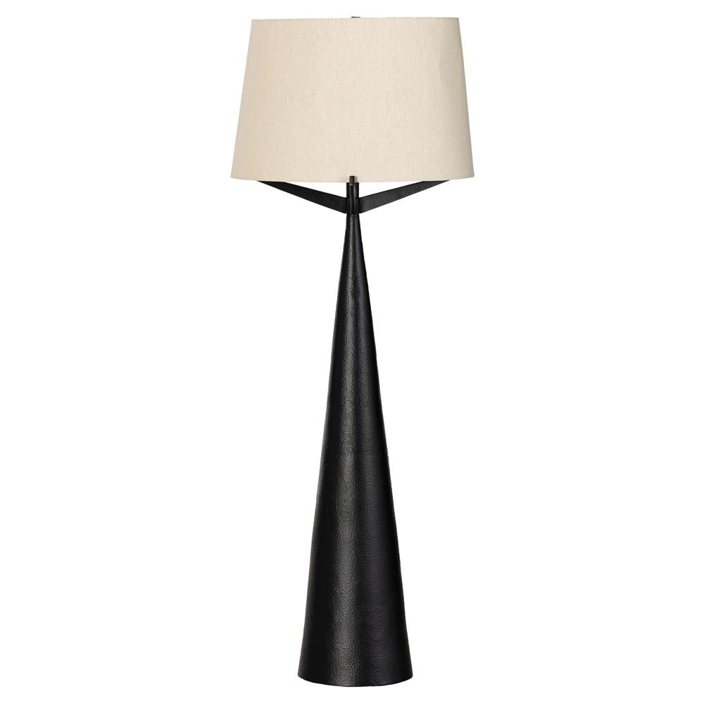 Zion Mid Century Modern Black Aluminum Beige Cotton Shade Column