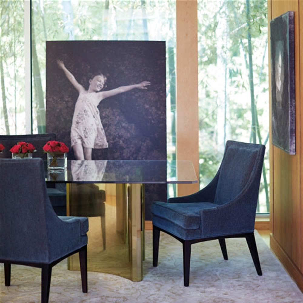 Patina Bernhardt Glass Dining Table Ellen Hollywood Regency Gold