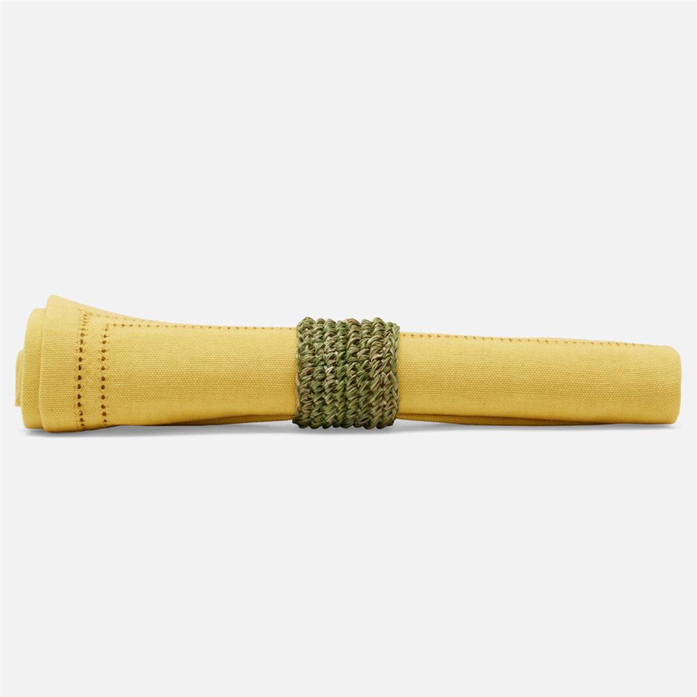 Emmy Coastal Beach Green Crochet Napkin Ring - Set of 4|