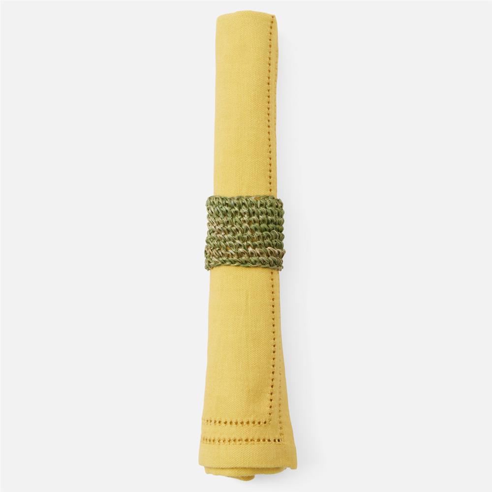 Emmy Coastal Beach Green Crochet Napkin Ring - Set of 4|