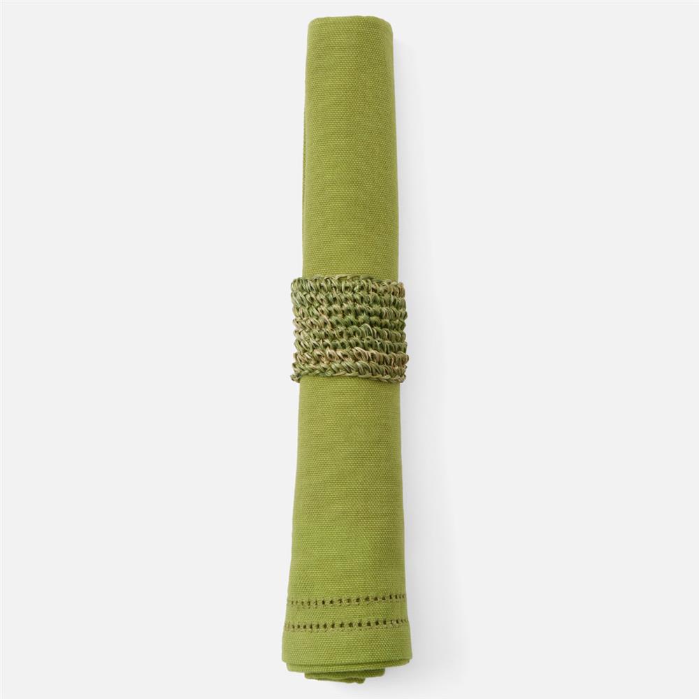 Emmy Coastal Beach Green Crochet Napkin Ring - Set of 4|