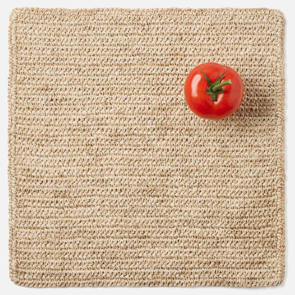 Emmy Coastal Beach Natural Crochet Square Placemat - Set of 4|