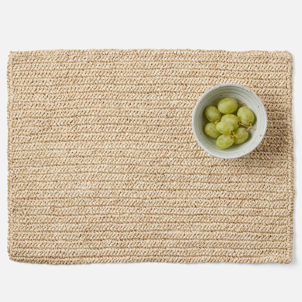 Emmy Coastal Beach Natural Crochet Rectangular Placemat - Set of 4|