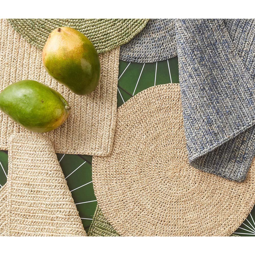 Emmy Coastal Beach Natural Crochet Rectangular Placemat - Set of 4|