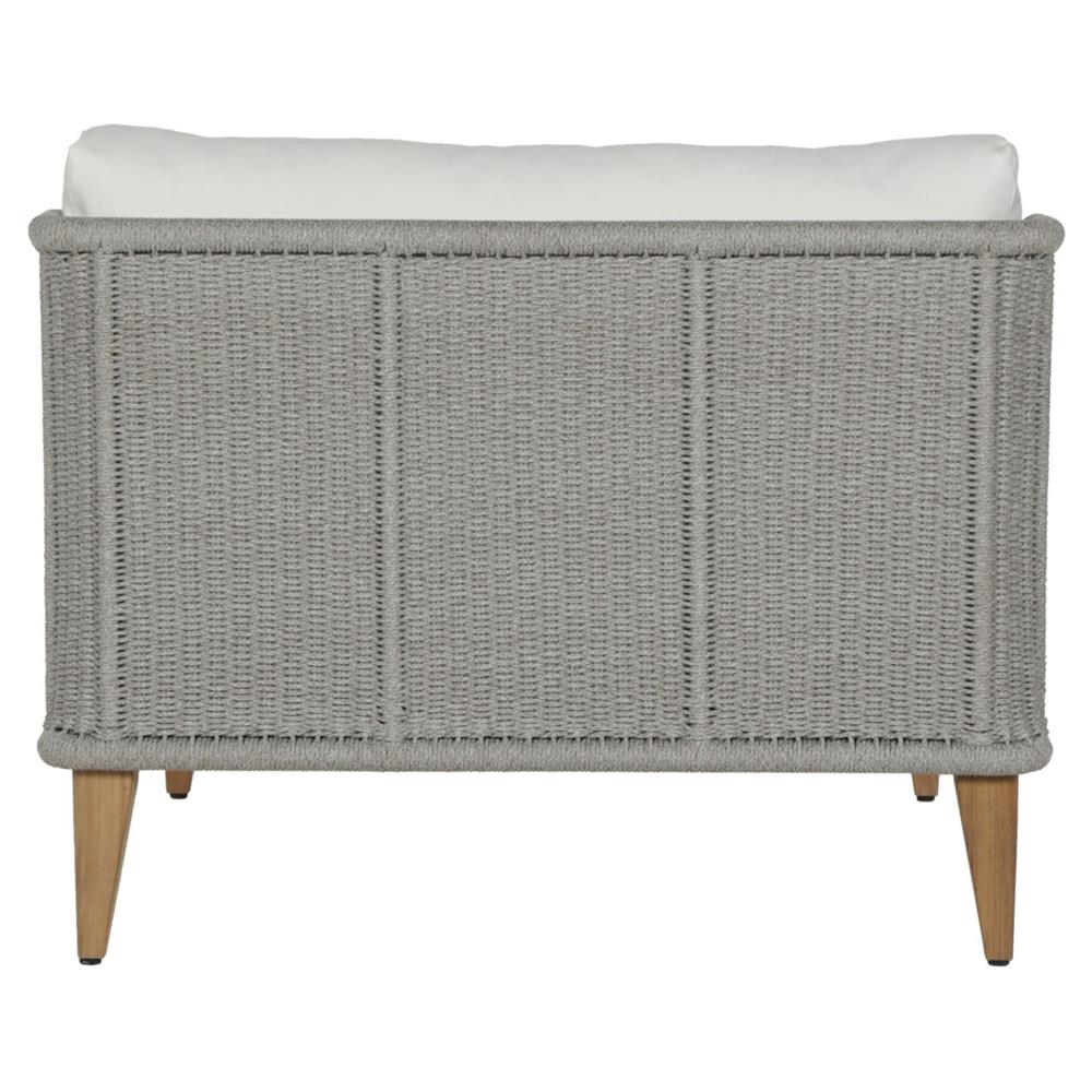 Beeston Coastal White Cushion Natural Teak Woven Outdoor Lounge Chair|