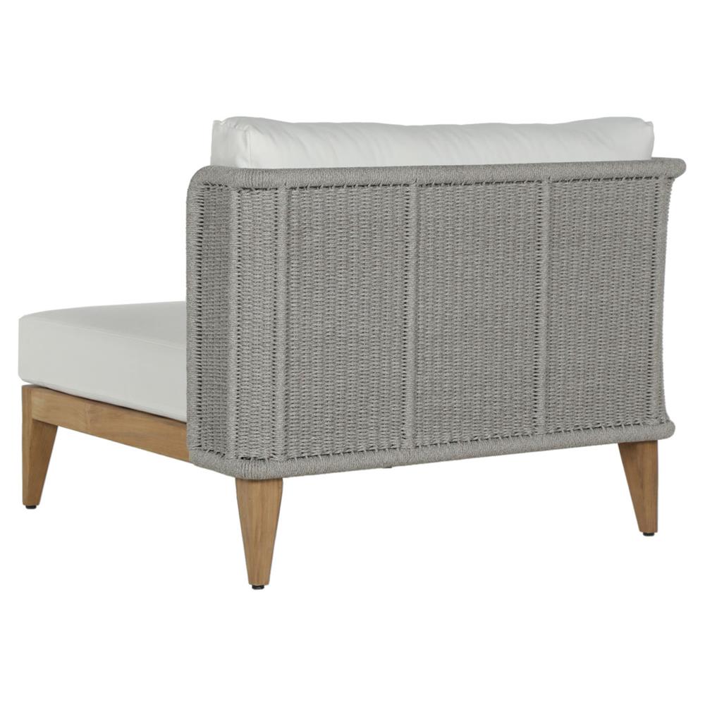 Beeston Coastal White Cushion Natural Teak Woven Outdoor Lounge Chair|