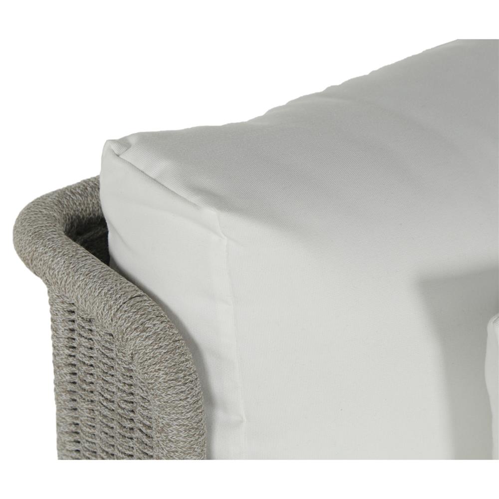 Beeston Coastal White Cushion Natural Teak Woven Outdoor Lounge Chair|