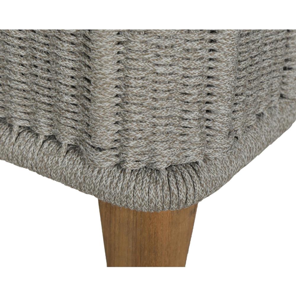 Beeston Coastal White Cushion Natural Teak Woven Outdoor Lounge Chair|