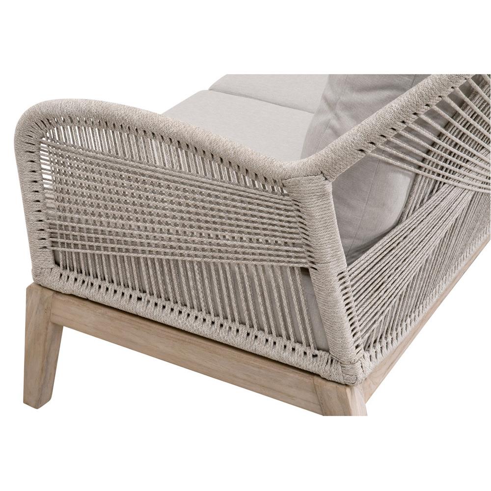 Lorry Coastal Beach Taupe Woven Rope Grey Teak Wood Outdoor Sofa - 79"W|